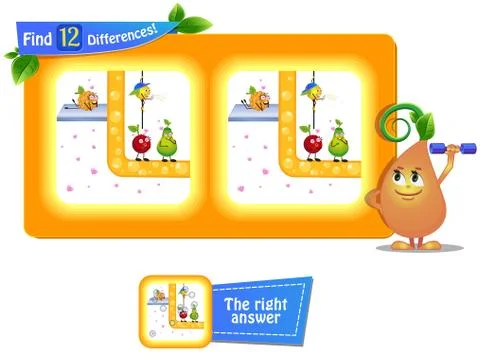 12 differences  funny fruit for children Stock Illustration