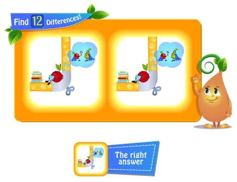 12 differences funny fruit dreams Stock Illustration