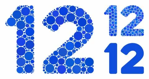 12 digits text Mosaic Icon of Spheric Items Stock Illustration
