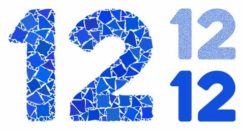 12 digits text Mosaic Icon of Rough Pieces 스톡 일러스트