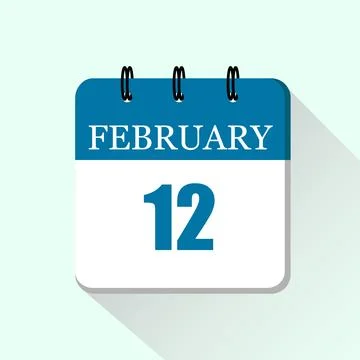 12 February Vector flat daily calendar icon. Date and month. Stock Illustration