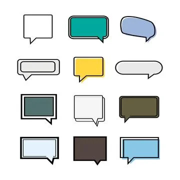 12 Flat Design Speech Bubbles and Chat Icons Stock Illustration