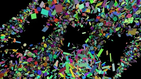 12 Flower Conffetti from left and right to middle nonstop with Alpha Stock Footage 104387992