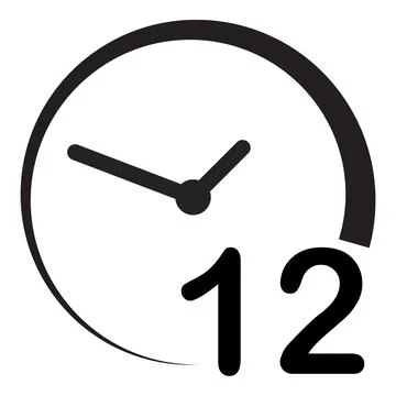 12 hours clock arrow icon. 12 hours sign. turn around time icon. Stock Illustration