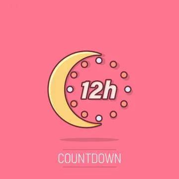 12 hours clock icon in comic style. Timer countdown cartoon vector illustra.. 스톡 일러스트