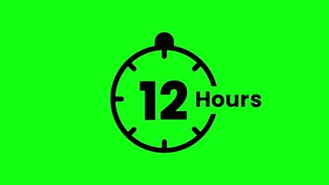 12 Hours green screen animation. Service opening hours, work time or delive.. Stock Footage 333139339