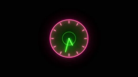 12 hours neon glowing clock isolated Stock Footage 223042832