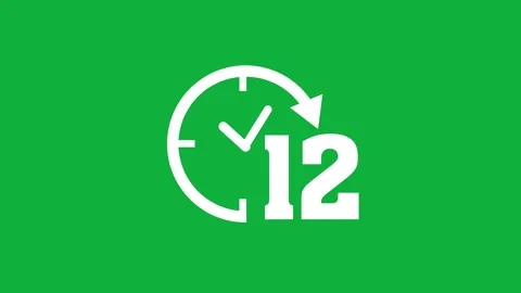 12 hours time duration clock animation with countdown arrow Stock Footage 330524518