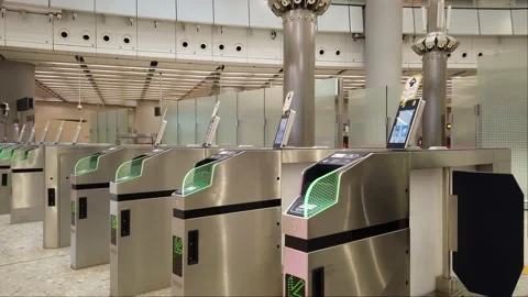 12 January 2023 Fully automatic departure gate with face detection Hong Kong Stock Footage 229849795