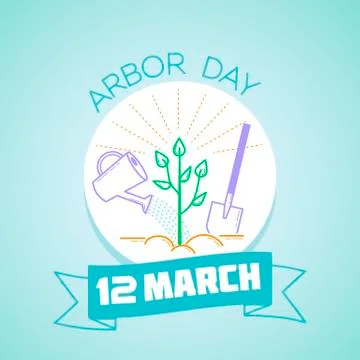 12 March Arbor Day Stock Illustration