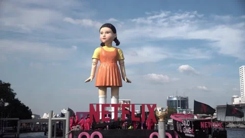 12-meter-tall statue of Young-hee, the iconic doll from Netflix's South Korean Stock Footage 296933285