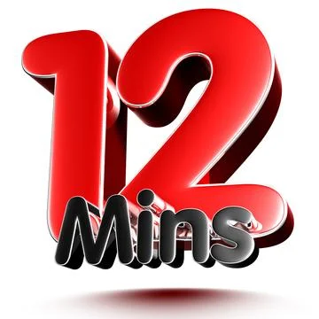 12 mins isolated on white background illustration 3D rendering with clipping  Stock Illustration