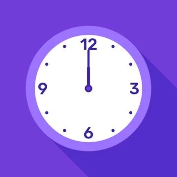 12 Minutes Analog Clock Icon white background . Stock Illustration