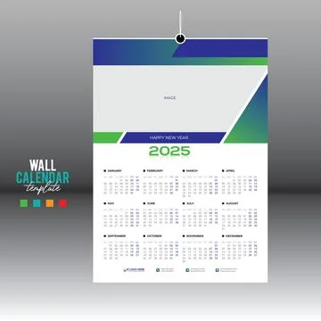 12 month 2025 wall vector calendar design Stock Illustration