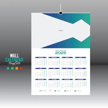 12 month 2025 wall vector calendar design Stock Illustration