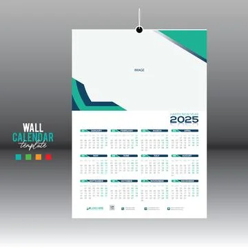 12 month 2025 wall vector calendar design Stock Illustration
