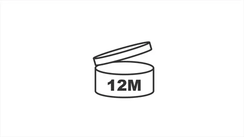 12 month PAO animated graphics of cosmetic open month life shelf, expiration Stock Footage 154390360