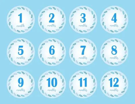 12 months blue Stock Illustration