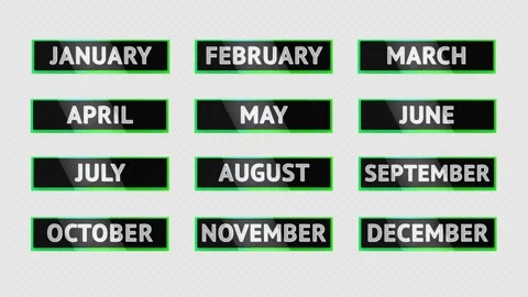 12 Months Tags Animation Vídeo Stock 334664521