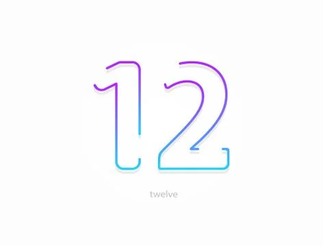 12 number, modern gradient font alphabet. Trendy, dynamic creative style desi Stock Illustration