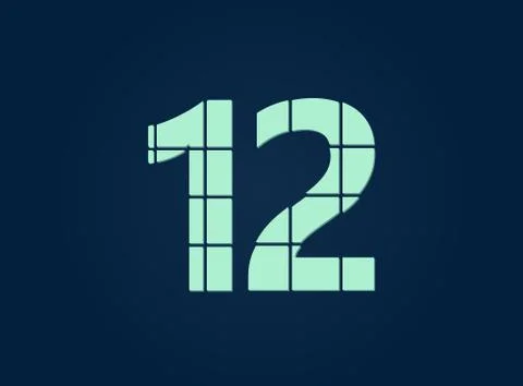 12 number, vector desing font.  Made of knife cut. For logo, brand label, des Stock Illustration
