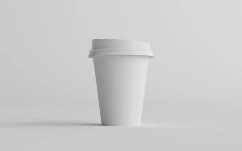 12 oz. / 355ml Single Wall Paper Regular / Medium Coffee Cup Mockup with Whit Stock Illustration