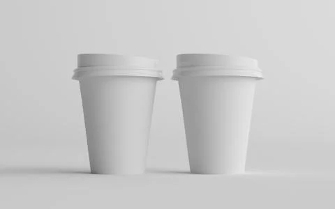 12 oz. / 355ml Single Wall Paper Regular / Medium Coffee Cup Mockup with Whit Stock Illustration