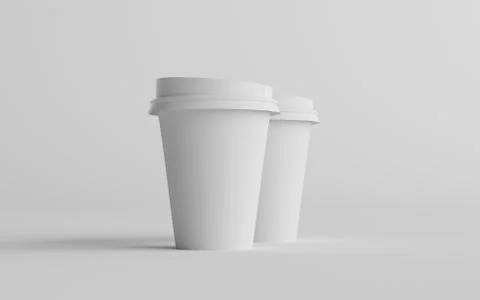 12 oz. / 355ml Single Wall Paper Regular / Medium Coffee Cup Mockup with Whit Stock Illustration