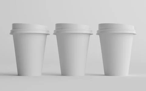 12 oz. / 355ml Single Wall Paper Regular / Medium Coffee Cup Mockup with Whit Stock Illustration