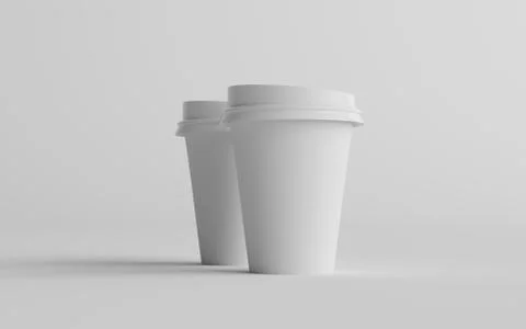 12 oz. / 355ml Single Wall Paper Regular / Medium Coffee Cup Mockup with Whit Stock Illustration