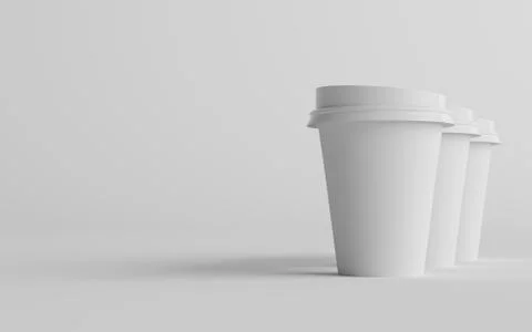12 oz. / 355ml Single Wall Paper Regular / Medium Coffee Cup Mockup with Whit Stock Illustration