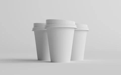 12 oz. / 355ml Single Wall Paper Regular / Medium Coffee Cup Mockup with Whit Stock Illustration