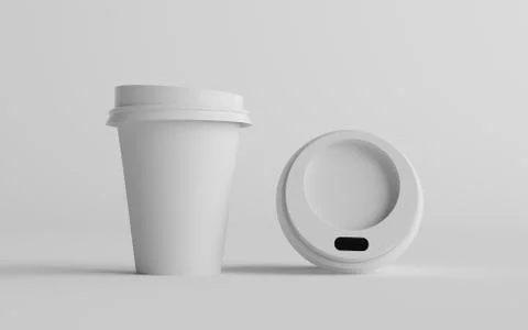12 oz. / 355ml Single Wall Paper Regular / Medium Coffee Cup Mockup with Whit Stock Illustration