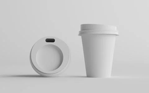 12 oz. / 355ml Single Wall Paper Regular / Medium Coffee Cup Mockup with Whit Stock Illustration
