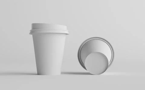 12 oz. / 355ml Single Wall Paper Regular / Medium Coffee Cup Mockup with Whit Stock Illustration