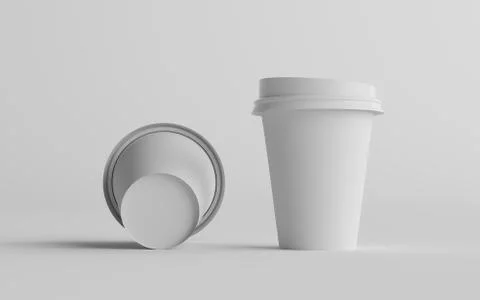 12 oz. / 355ml Single Wall Paper Regular / Medium Coffee Cup Mockup with Whit Stock Illustration