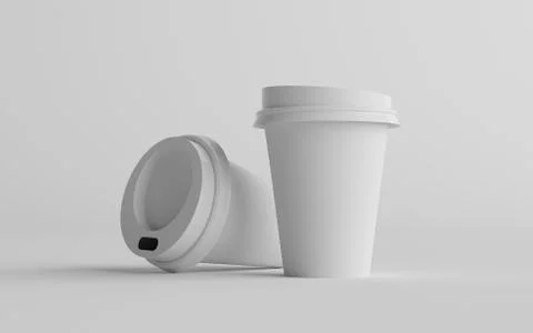 12 oz. / 355ml Single Wall Paper Regular / Medium Coffee Cup Mockup with Whit Stock Illustration