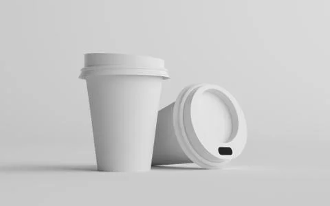 12 oz. / 355ml Single Wall Paper Regular / Medium Coffee Cup Mockup with Whit Stock Illustration
