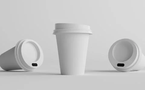 12 oz. / 355ml Single Wall Paper Regular / Medium Coffee Cup Mockup with Whit Stock Illustration