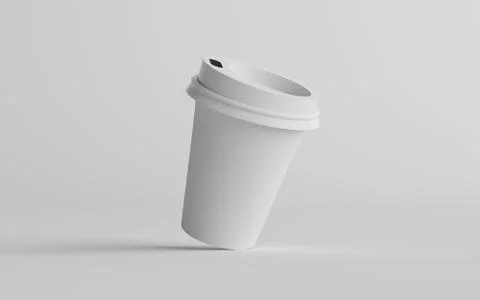 12 oz. / 355ml Single Wall Paper Regular / Medium Coffee Cup Mockup with Whit Stock Illustration