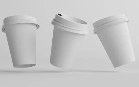 12 oz. / 355ml Single Wall Paper Regular / Medium Coffee Cup Mockup with Whit Stock Illustration