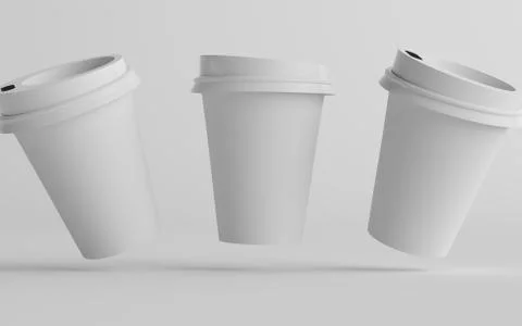 12 oz. / 355ml Single Wall Paper Regular / Medium Coffee Cup Mockup with Whit Stock Illustration