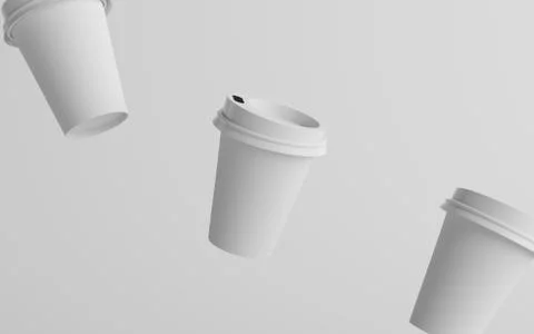 12 oz. / 355ml Single Wall Paper Regular / Medium Coffee Cup Mockup with Whit Stock Illustration