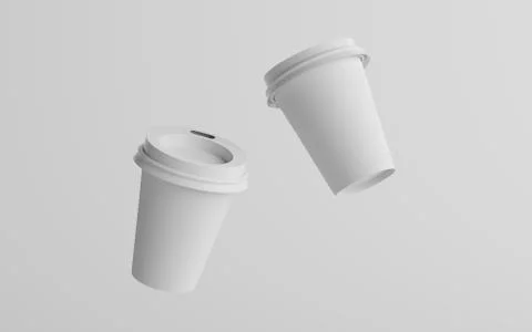 12 oz. / 355ml Single Wall Paper Regular / Medium Coffee Cup Mockup with Whit Stock Illustration