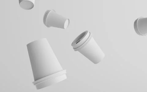12 oz. / 355ml Single Wall Paper Regular / Medium Coffee Cup Mockup with Whit Stock Illustration