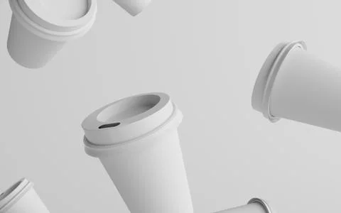 12 oz. / 355ml Single Wall Paper Regular / Medium Coffee Cup Mockup with Whit Stock Illustration