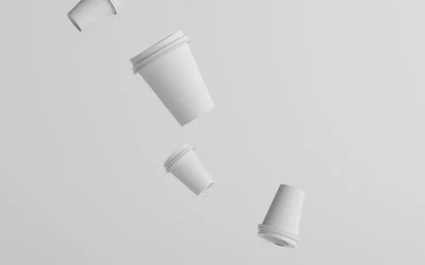 12 oz. / 355ml Single Wall Paper Regular / Medium Coffee Cup Mockup with Whit Stock Illustration