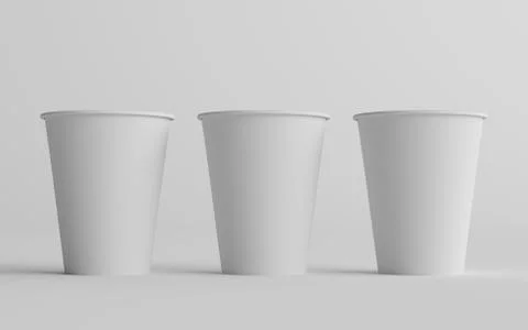 12 oz. / 355ml Single Wall Paper Regular / Medium Coffee Cup Mockup  - Three  Stock Illustration