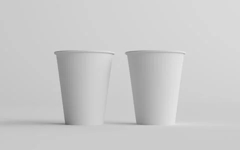 12 oz. / 355ml Single Wall Paper Regular / Medium Coffee Cup Mockup  - Two Cu Stock Illustration