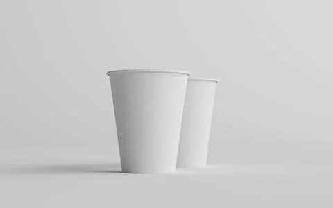 12 oz. / 355ml Single Wall Paper Regular / Medium Coffee Cup Mockup  - Two Cu Stock Illustration